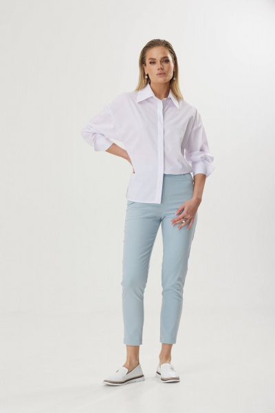 Летние брюки прямого силуэта из натурального хлопка для жарких дней Твой имидж 1771 голубой - фото 1