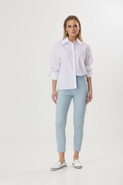 Летние брюки прямого силуэта из натурального хлопка для жарких дней Твой имидж 1771 голубой - фото 2