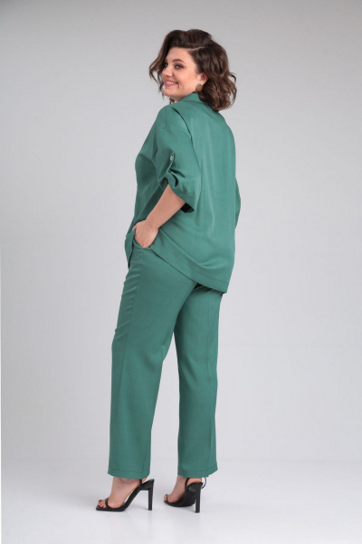 Комплект жакет и брюки свободного кроя из текстиля для повседневных образов VIA-Mod 626 ментол - фото 4