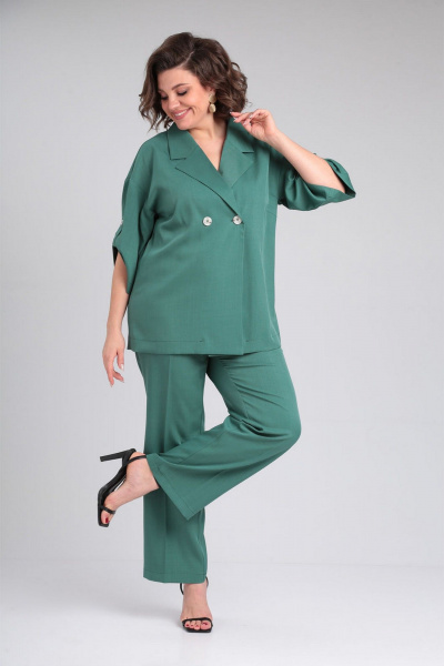 Комплект жакет и брюки свободного кроя из текстиля для повседневных образов VIA-Mod 626 ментол - фото 2
