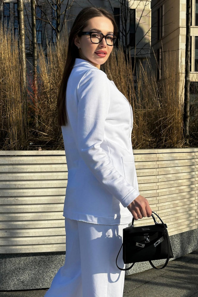 Деловой костюм из трикотажа с жакетом и брюками прямого силуэта GO F3065/01-01 - фото 7