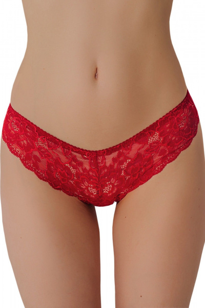 Трусы кружевные со средним вырезом и низкой линией талии ЛЕДИ ГРАНД 181601 красный - фото 1