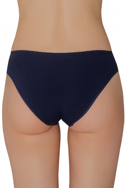 Трусы из хлопка с декоративной тесьмой и средней линией ЛЕДИ ГРАНД 201190 темно-синий - фото 4