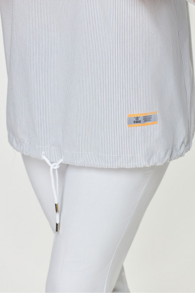 Туника длиной 69 см из хлопкового текстиля DaLi 5656А серая_полоска - фото 4