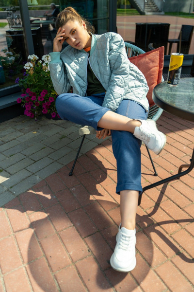 Куртка-бомбер из плащевки с боковыми карманами Andina 1012 яблоко - фото 12