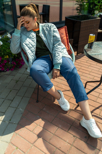 Куртка-бомбер из плащевки с боковыми карманами Andina 1012 яблоко - фото 11