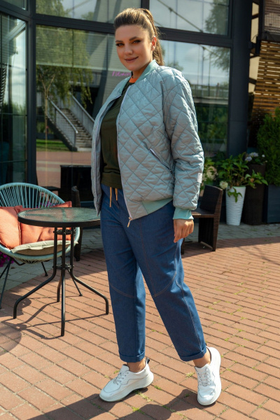 Куртка-бомбер из плащевки с боковыми карманами Andina 1012 яблоко - фото 7