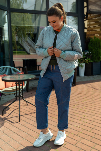 Куртка-бомбер из плащевки с боковыми карманами Andina 1012 яблоко - фото 5