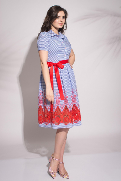 Платье хлопковое с поясом и длиной 105 см Faufilure outlet С624 - фото 1