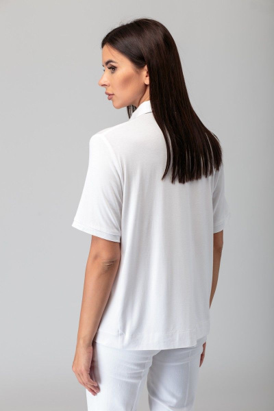 Трикотажное поло с контрастными планками и воротником Anelli 819 белый - фото 8