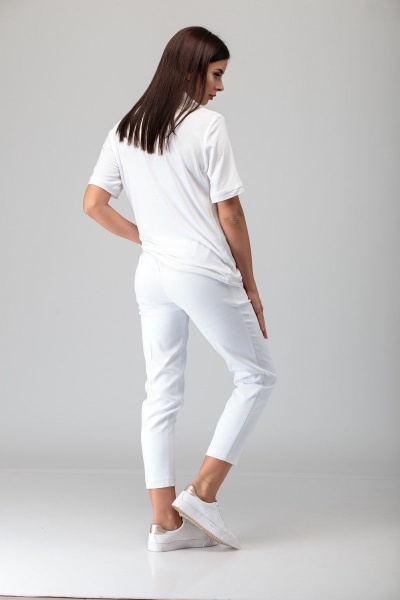 Трикотажное поло с контрастными планками и воротником Anelli 819 белый - фото 6