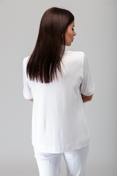 Трикотажное поло с контрастными планками и воротником Anelli 819 белый - фото 2