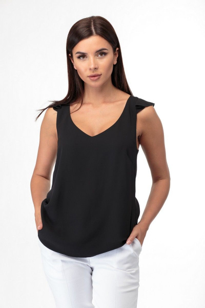 Шифоновая блуза с эффектной спинкой и рюшами Anelli 865 черный - фото 1