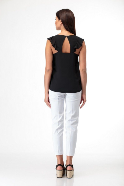 Шифоновая блуза с эффектной спинкой и рюшами Anelli 865 черный - фото 7