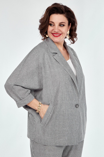 Демисезонный костюм 3-ка из льняного текстиля Диомант 1953 полоска - фото 13