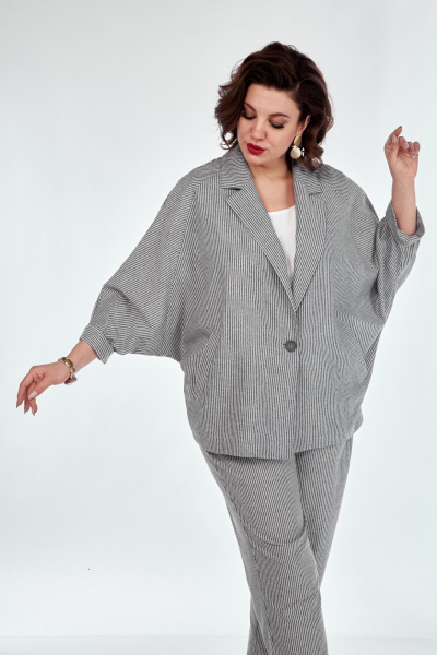 Демисезонный костюм 3-ка из льняного текстиля Диомант 1953 полоска - фото 12