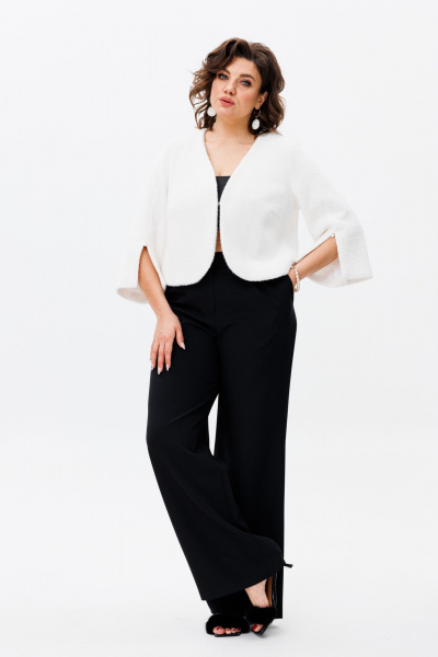 Болеро из текстиля с бусинами для нарядных образов Anelli 1445 молочный - фото 4