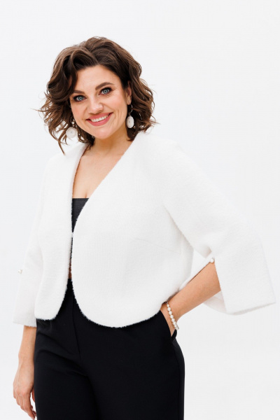 Болеро из текстиля с бусинами для нарядных образов Anelli 1445 молочный - фото 1