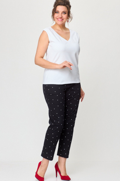 Два предмета из хлопкового жакета и брюк для повседневной среды БелЭльСтиль 412 3 03 22+586-2 87 22 черный_горох - фото 8