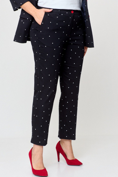 Два предмета из хлопкового жакета и брюк для повседневной среды БелЭльСтиль 412 3 03 22+586-2 87 22 черный_горох - фото 6