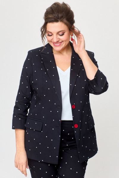 Два предмета из хлопкового жакета и брюк для повседневной среды БелЭльСтиль 412 3 03 22+586-2 87 22 черный_горох - фото 4