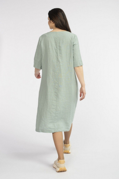 Леное платье А-силуэта с разной длиной подола FASHION CENTRE Л-3643 ментол - фото 5