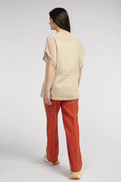 Демисезонный женский жилет из хлопковой вязки FASHION CENTRE ХЛ-3746 бежевый - фото 5