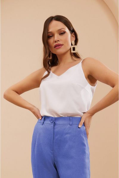 Деловой костюм из лен и текстиля: блуза, брюки и жакет Lissana 4906 лазурно-синий - фото 5