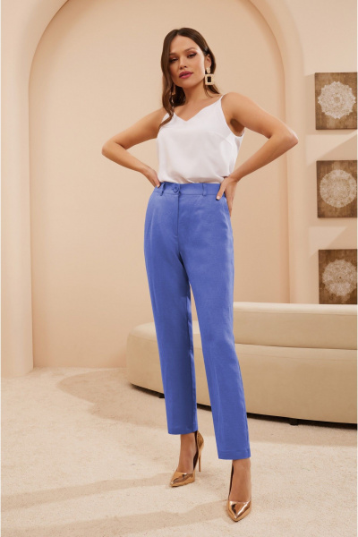 Деловой костюм из лен и текстиля: блуза, брюки и жакет Lissana 4906 лазурно-синий - фото 4