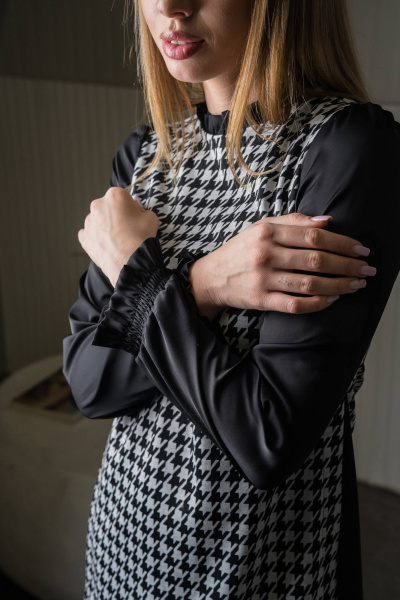 Деловое платье из трикотажа с шелковыми вставками GlasiO 5890- - фото 3