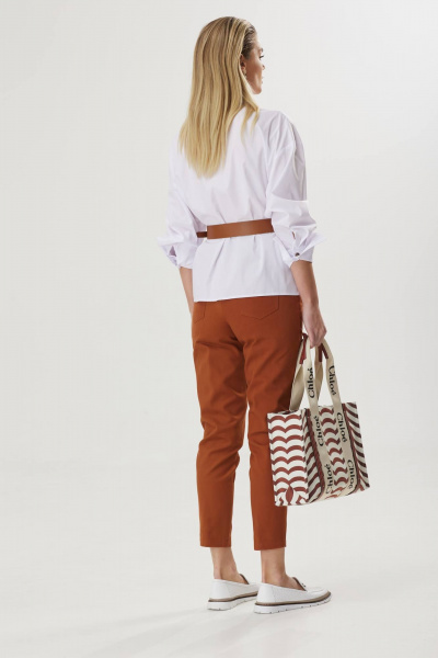 Коричневые летние брюки из текстиля с комфортным кроем Твой имидж 1770 коричневый - фото 7