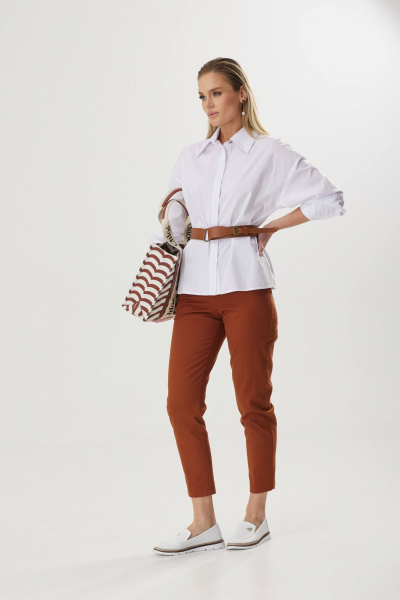 Коричневые летние брюки из текстиля с комфортным кроем Твой имидж 1770 коричневый - фото 6