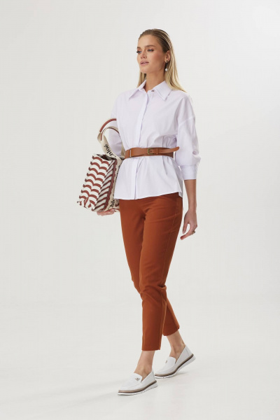 Коричневые летние брюки из текстиля с комфортным кроем Твой имидж 1770 коричневый - фото 5