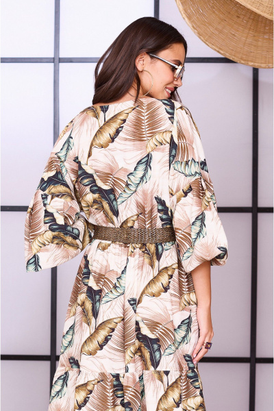 Платье А-образного силуэта в стиле бохо с поясом Lissana 4683 зеленые_листья - фото 5