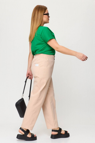 Бежевые джинсовые брюки с высокой посадкой и карманами Bliss 068 бежевый - фото 4
