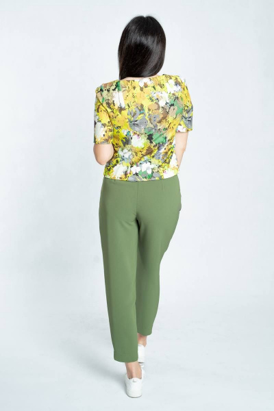 Лёгкий укороченный жакет и брюки бананы из жаккардового полотна DIVINA D4.269-2-6 - фото 2