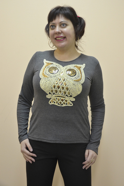 Джемпер из вискозы с принтом для круглый год OLANTIZ 034 сова - фото 1