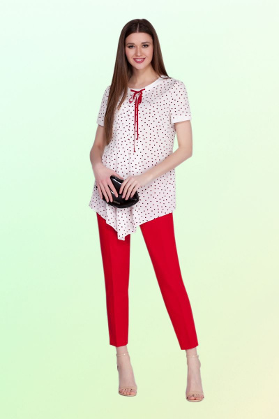 Костюм женский двубортный летний состоящий из блузы и брюк Vitol Fashion В-2517 - фото 1