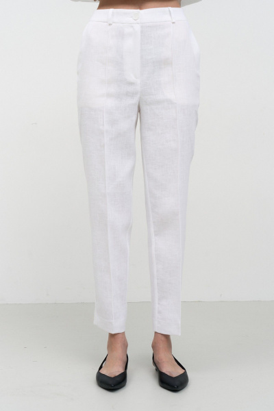 Брюки укороченные с стрелками и карманами из льна Art Ribbon M1000B - фото 1