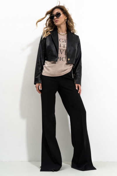 Демисезонные брюки с заутюженными стрелками и поясом-гульфиком SILVERSPICE S-3413 черный - фото 8