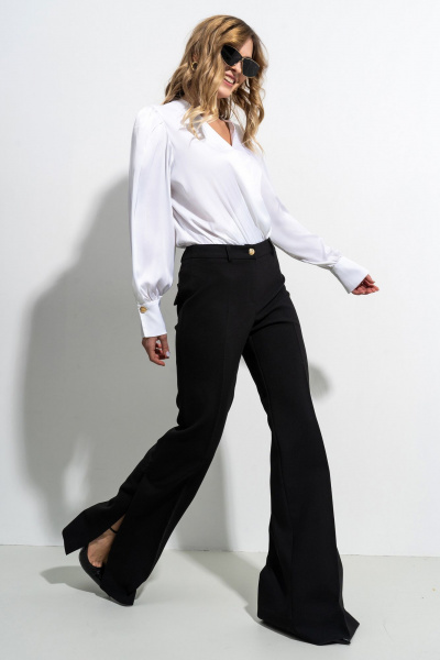 Демисезонное боди из трикотажа и блузочной ткани с запахом SILVERSPICE S-6411 молоко - фото 5