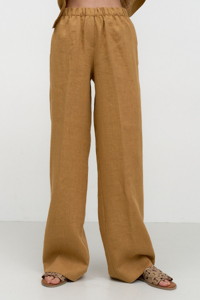 Летний костюм из льна с вышивкой и эластичным поясом Art Ribbon M1011 - фото 6