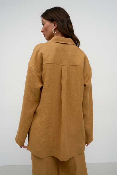 Летний костюм из льна с вышивкой и эластичным поясом Art Ribbon M1011 - фото 5