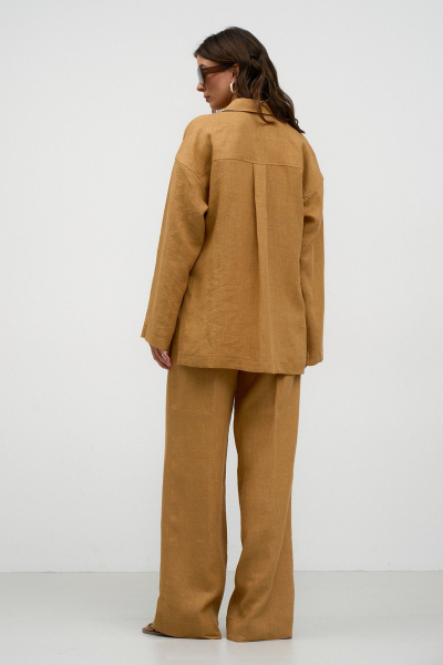 Летний костюм из льна с вышивкой и эластичным поясом Art Ribbon M1011 - фото 2