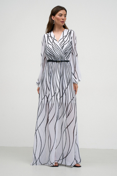 Летнее платье из вискозы с принтом и подкладкой Art Ribbon M1026P - фото 1