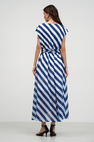 Платье в полоску с имитацией запаха и талью Art Ribbon M1030P - фото 3