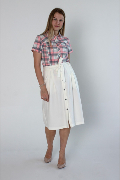 Юбка А-силуэта из трикотажа с карманами и защипами Mita ЖМ1106 белый - фото 1