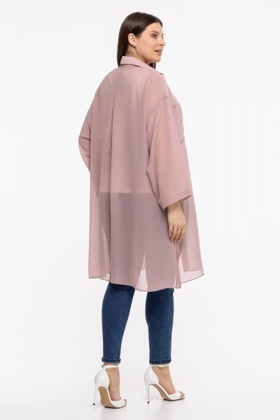 Блуза-рубашка из шифона и текстиля с пуговицами и рукавом 7/8 Avila 0955 пудровый - фото 6