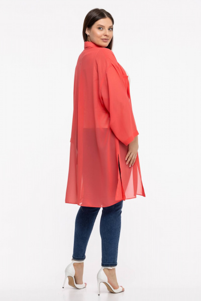 Блуза-рубашка из шифона и текстиля с рукавом 7/8 Avila 0955 коралловый - фото 6