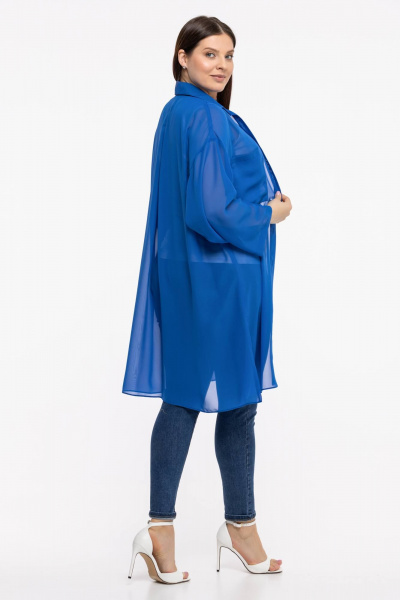 Блуза-рубашка из шифона и текстиля с рукавом 7/8 и классическим кроем Avila 0955 васильковый - фото 7